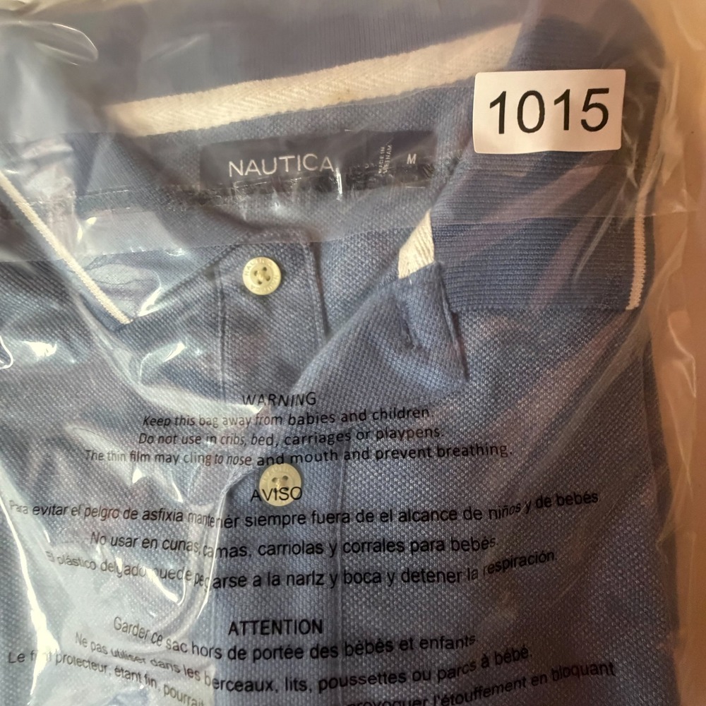 Nautica Polo Shirt Mens Medium Excellent Blue Short Sleeve Tipped Collar Logo - Picture 7 of 7